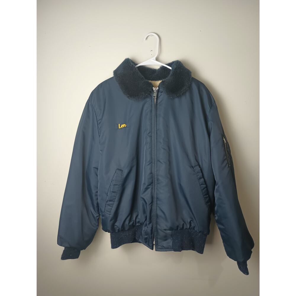 70s WearGuard Vintage Bomber Sherpa‎ Lined Jacket Men's Large Blue